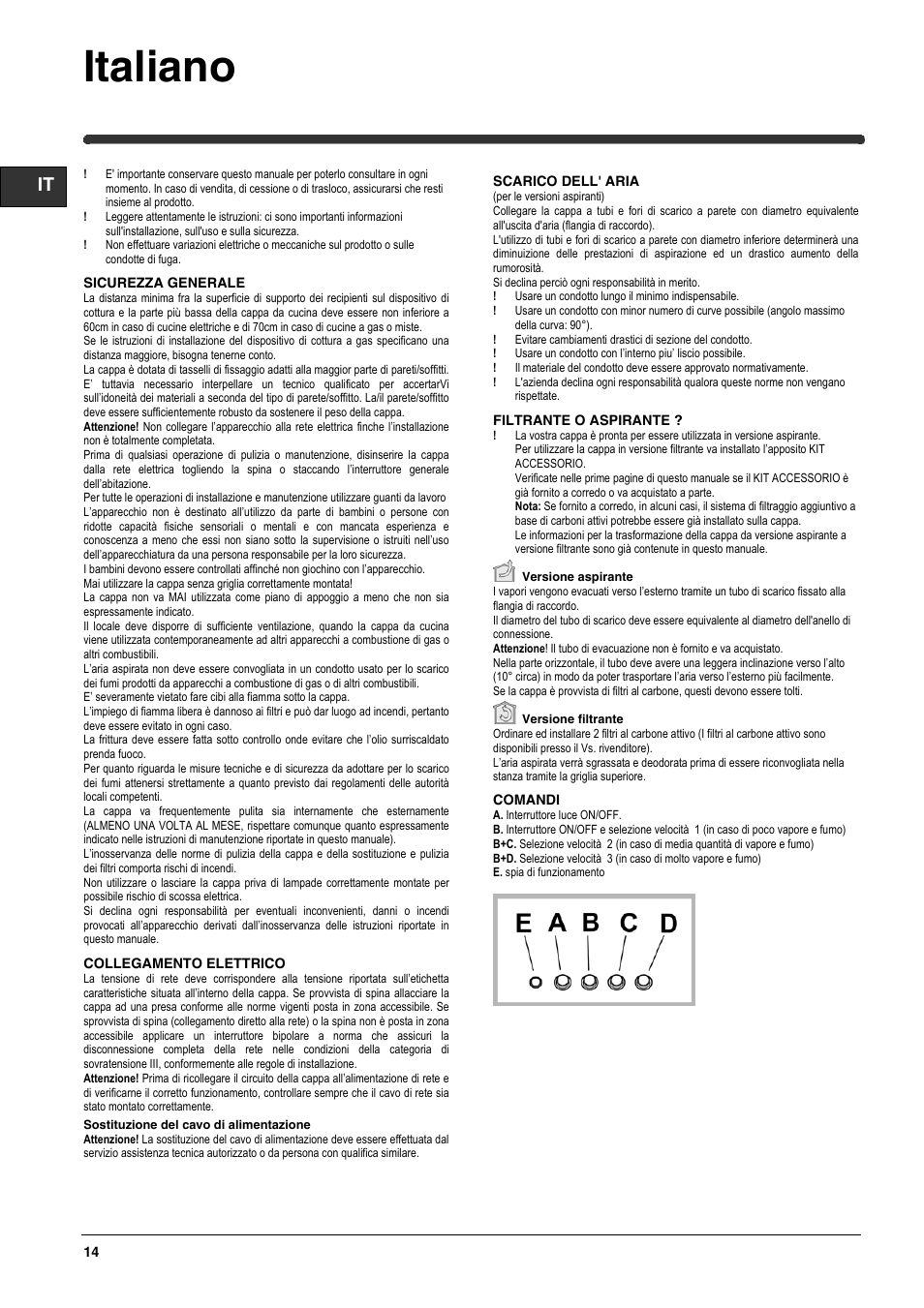 Italiano | Indesit H593IX User Manual | Page 14 / 32