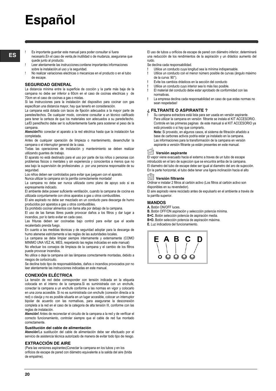 Español | Indesit H593IX User Manual | Page 20 / 32