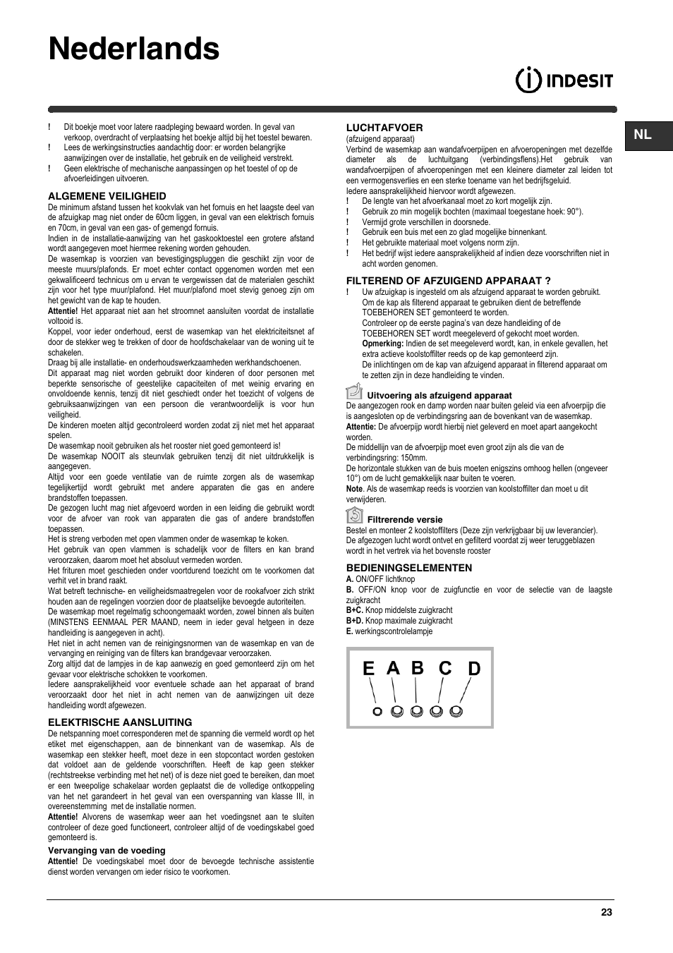 Nederlands | Indesit H593IX User Manual | Page 23 / 32
