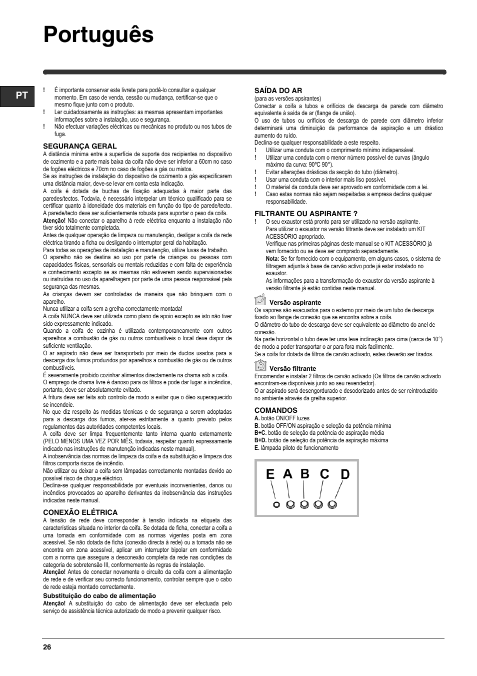 Português | Indesit H593IX User Manual | Page 26 / 32
