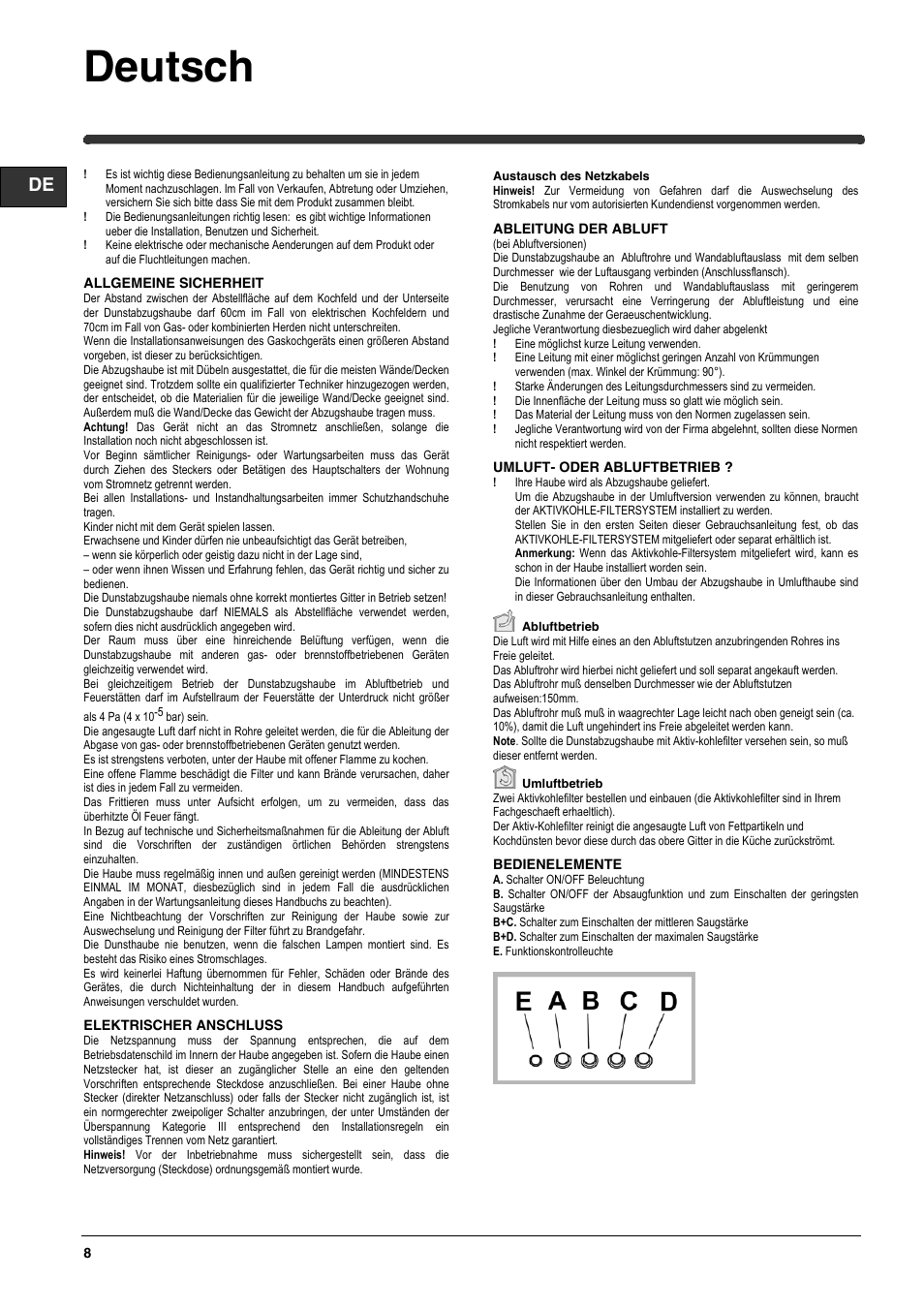 Deutsch | Indesit H593IX User Manual | Page 8 / 32