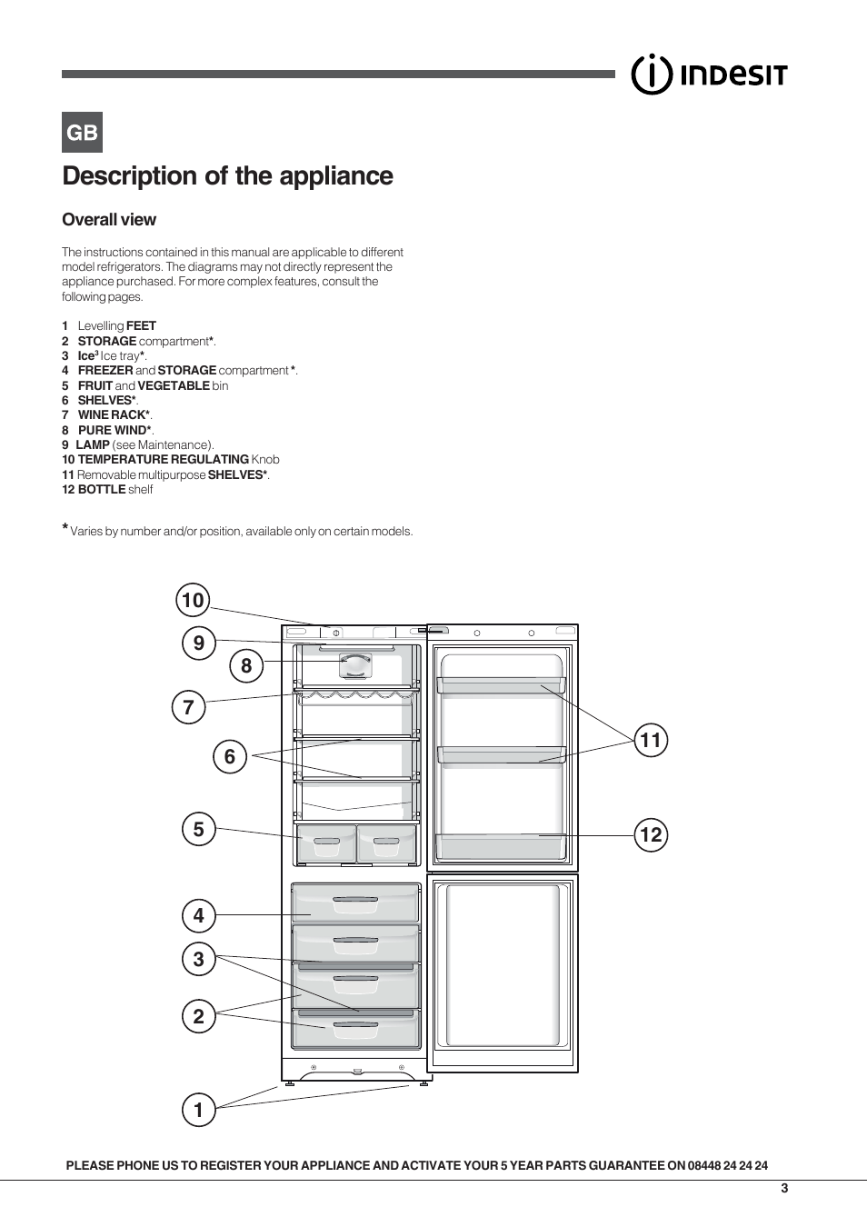 Description of the appliance | Indesit BIAAA12UK User Manual | Page 3 / 12