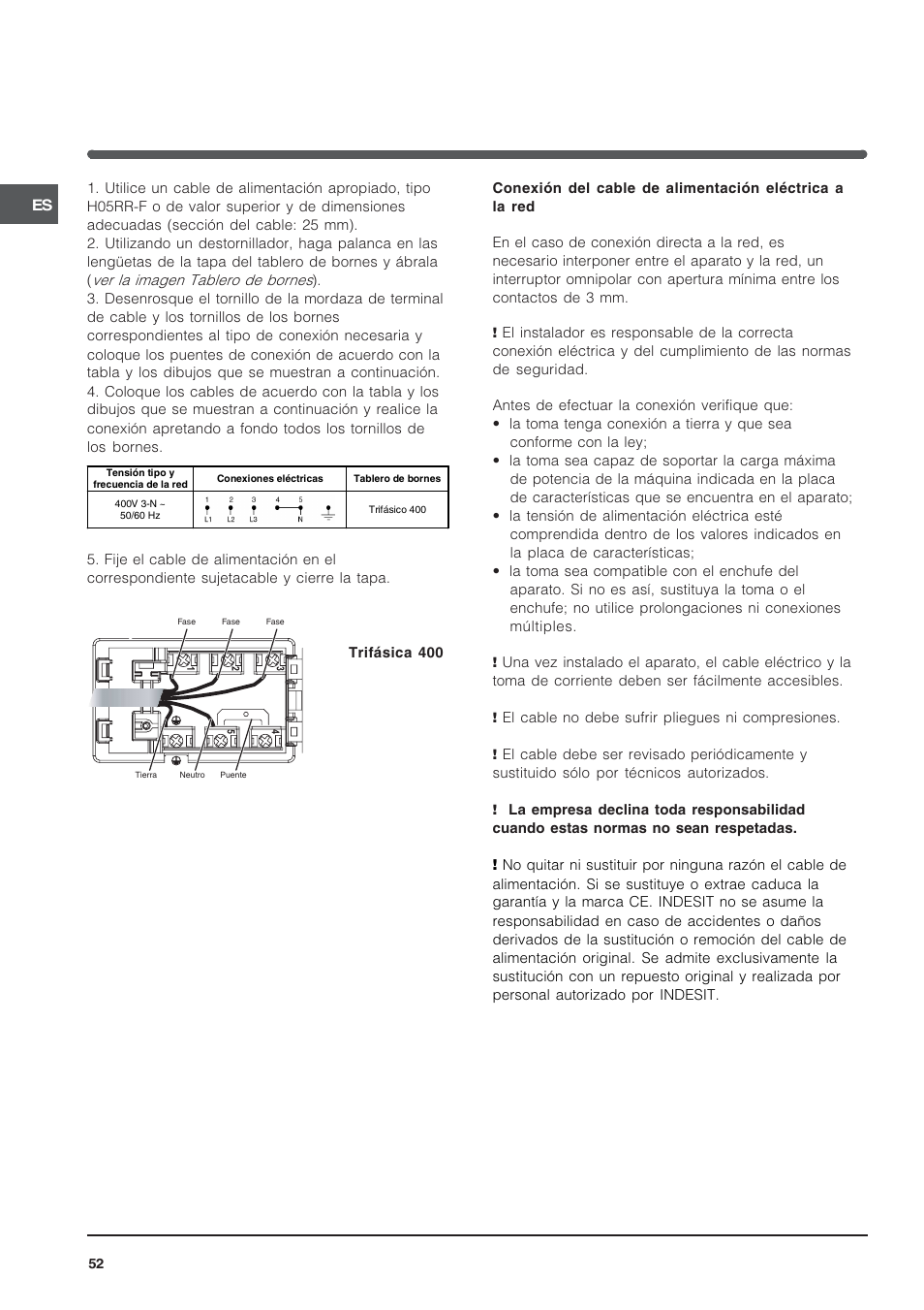 Indesit VRA640C – for models from 30 Nov 2009 User Manual | Page 52 / 60