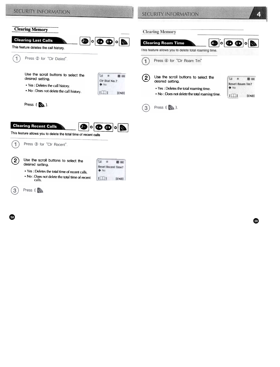 Clearing recent calls, Clearing last calls | Audiovox CDM3300 User Manual | Page 30 / 60