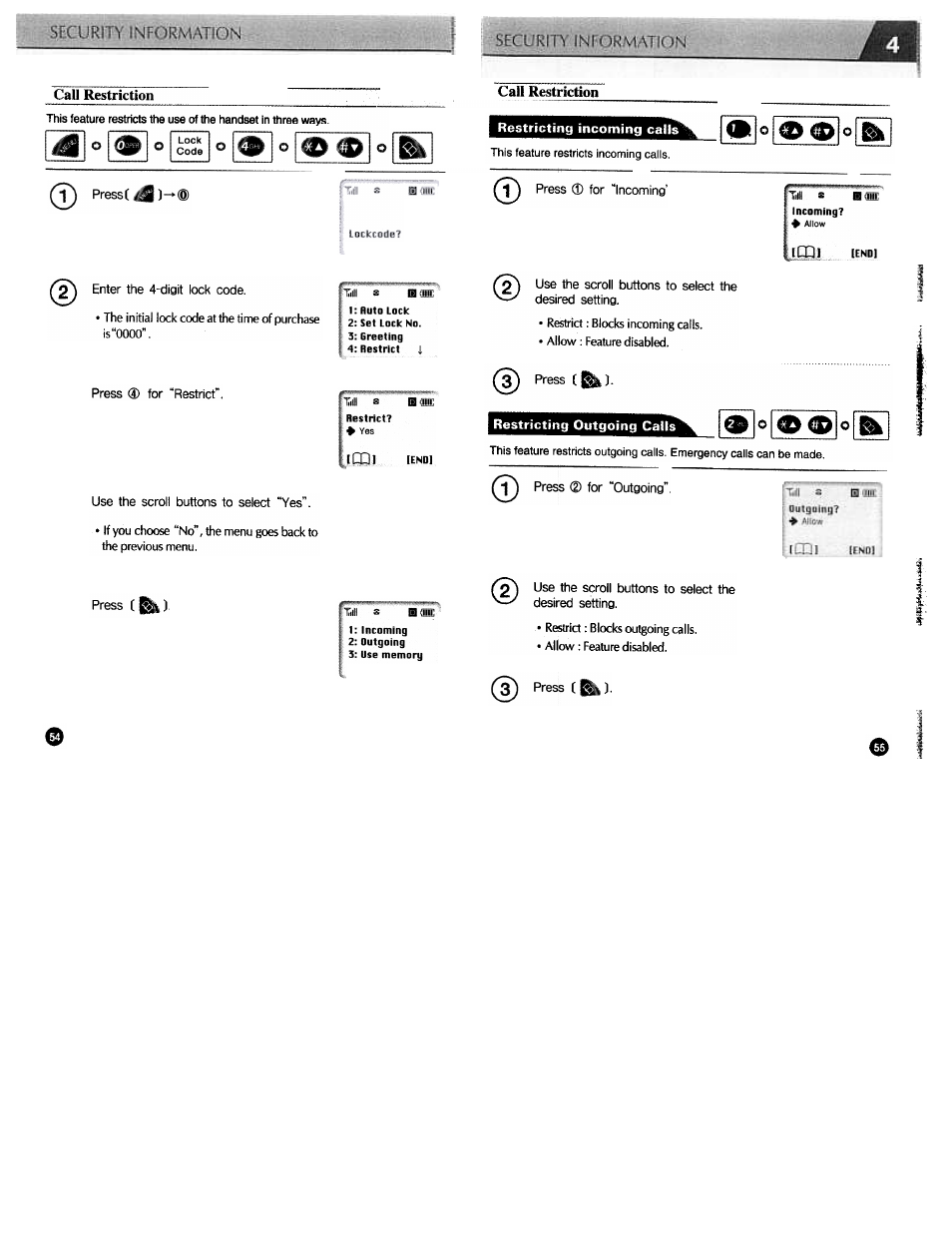 Restricting outgoing calls | Audiovox CDM3300 User Manual | Page 47 / 60