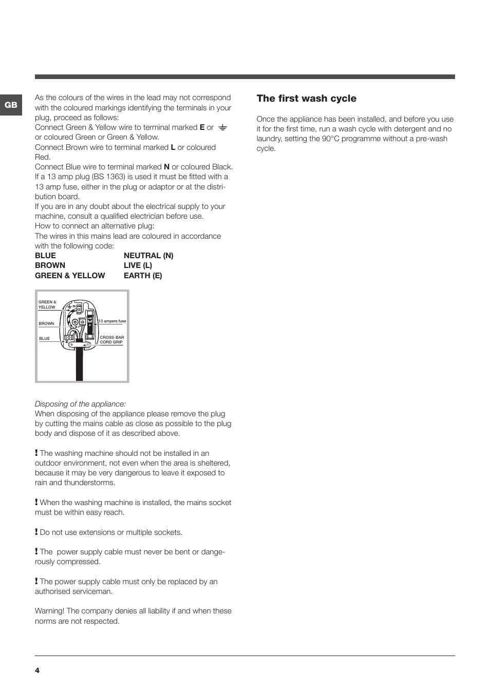 The first wash cycle | Indesit IWC6125UKE User Manual | Page 4 / 16