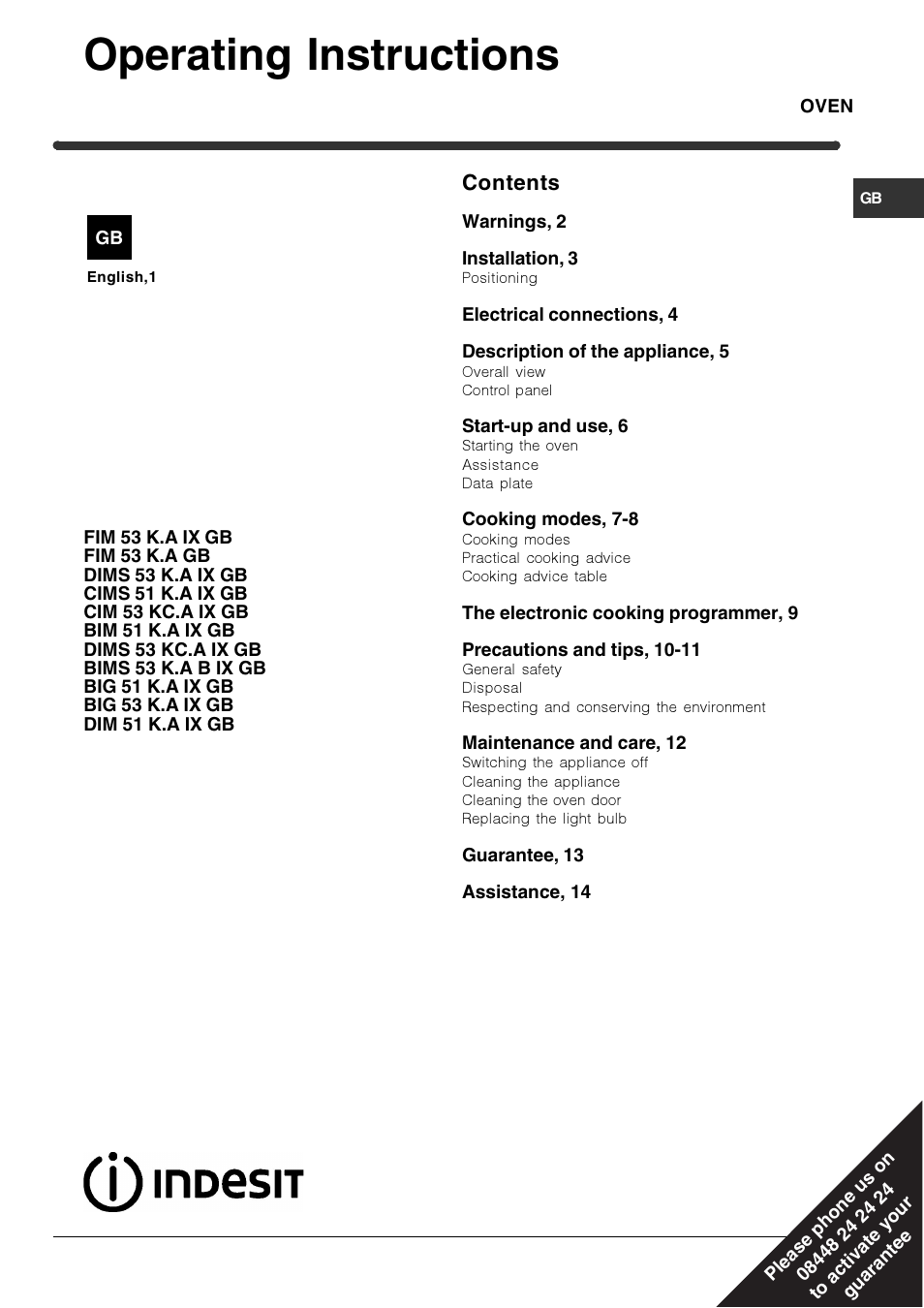 Indesit CIMS53KC-AIXGB User Manual | 16 pages