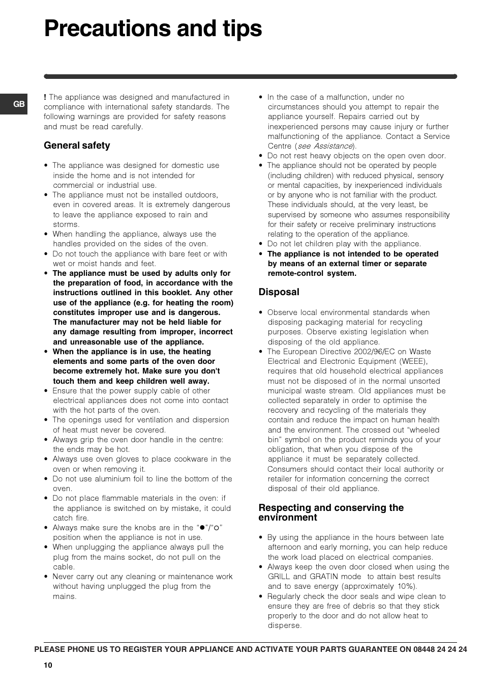 Precautions and tips | Indesit CIMS53KC-AIXGB User Manual | Page 10 / 16