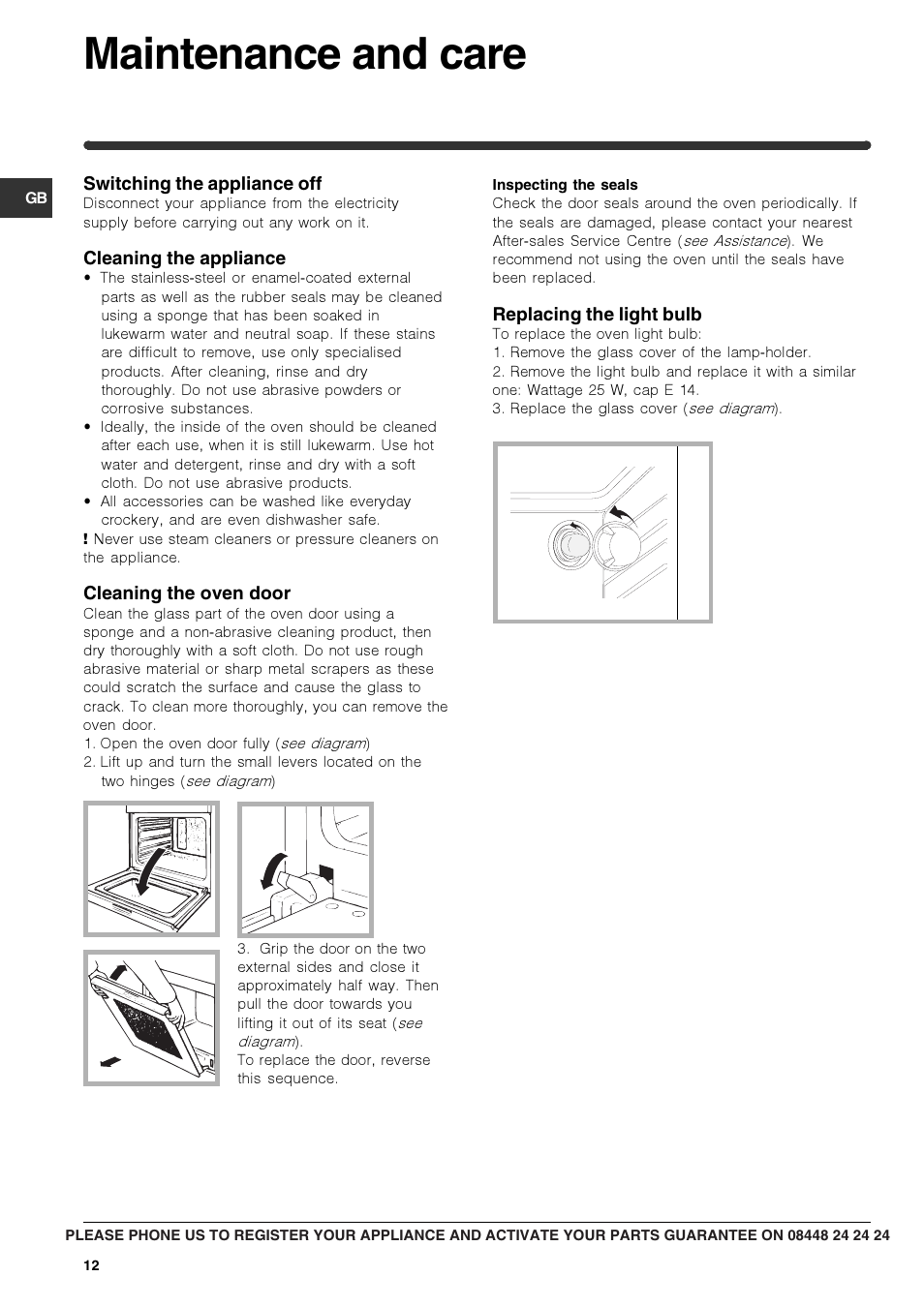 Maintenance and care | Indesit CIMS53KC-AIXGB User Manual | Page 12 / 16