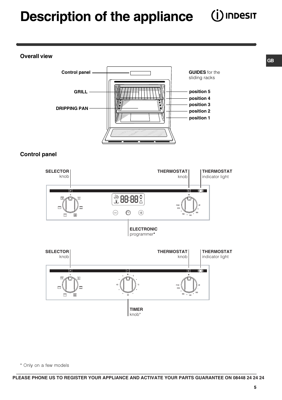 Description of the appliance | Indesit CIMS53KC-AIXGB User Manual | Page 5 / 16