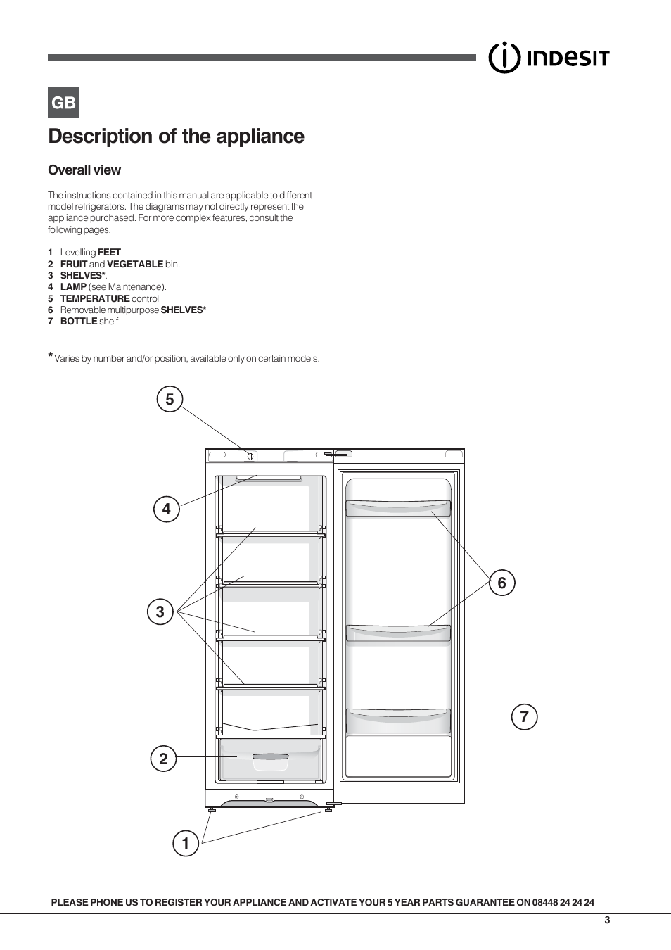Description of the appliance | Indesit SIAA10UK User Manual | Page 3 / 8