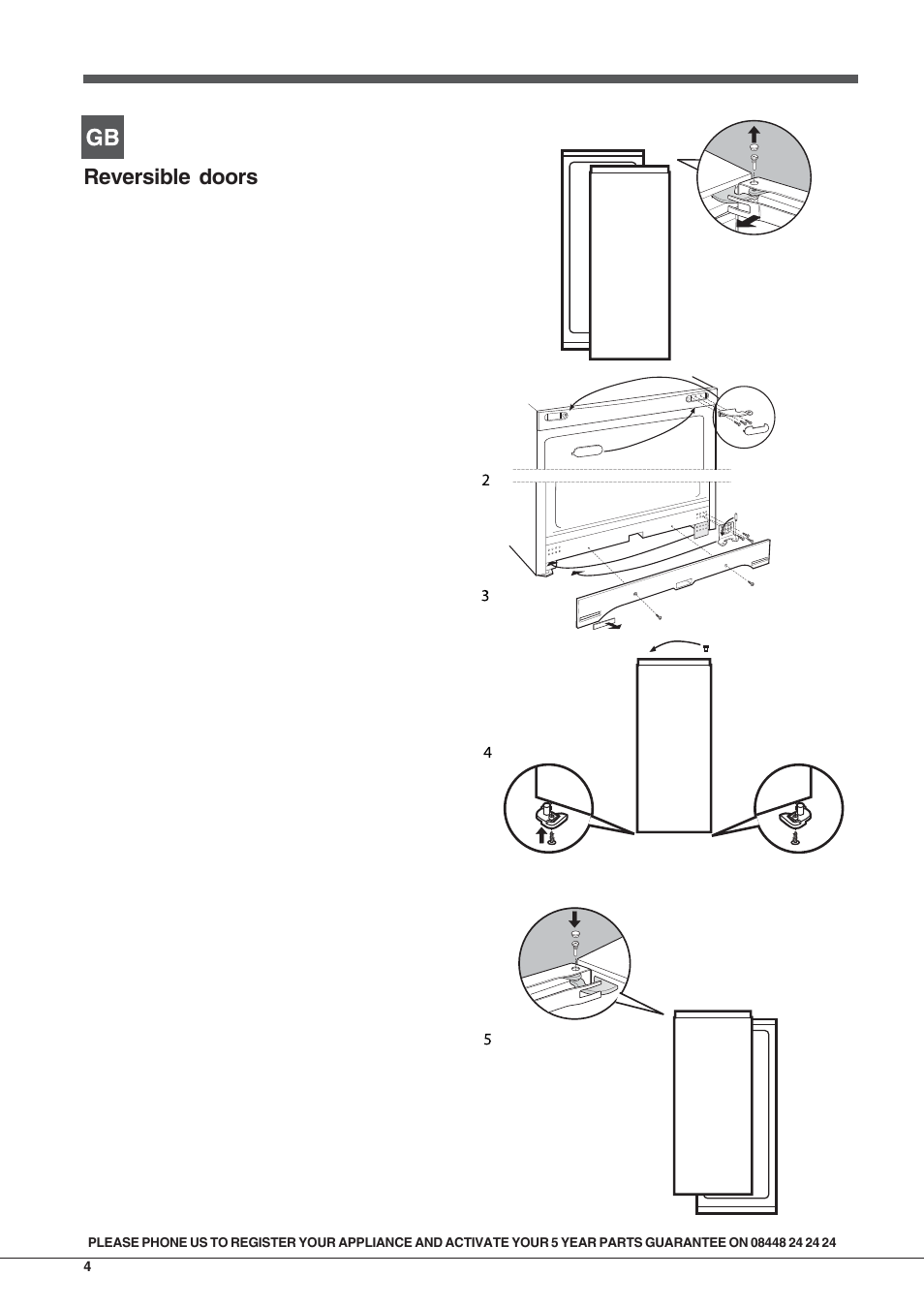 Reversible doors | Indesit SIAA10UK User Manual | Page 4 / 8