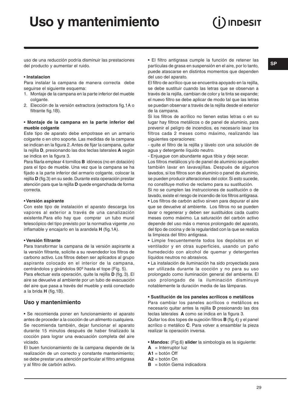Uso y mantenimiento | Indesit IG60GY User Manual | Page 27 / 34