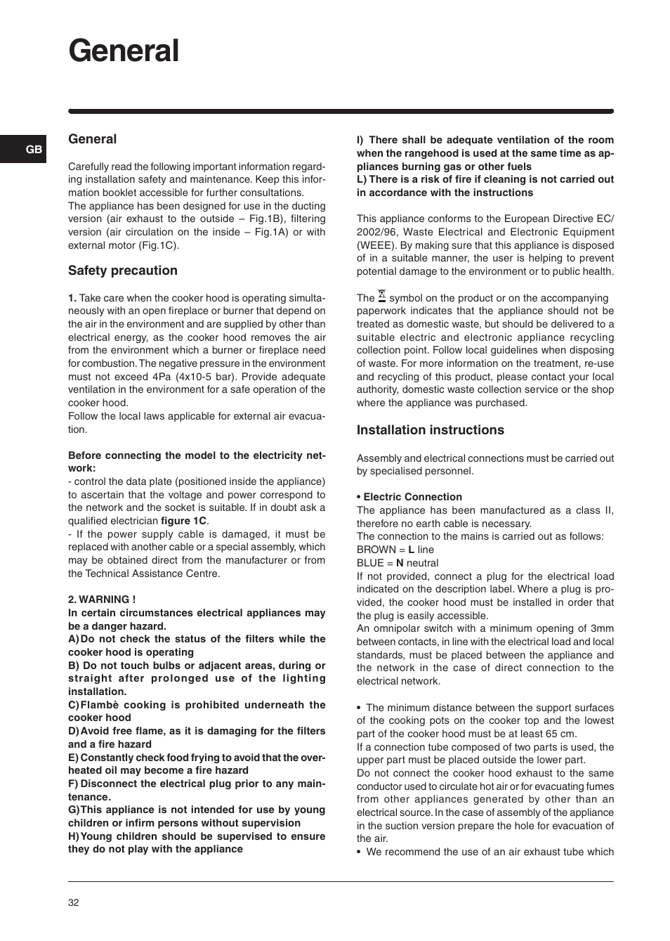 General | Indesit IG60GY User Manual | Page 30 / 34