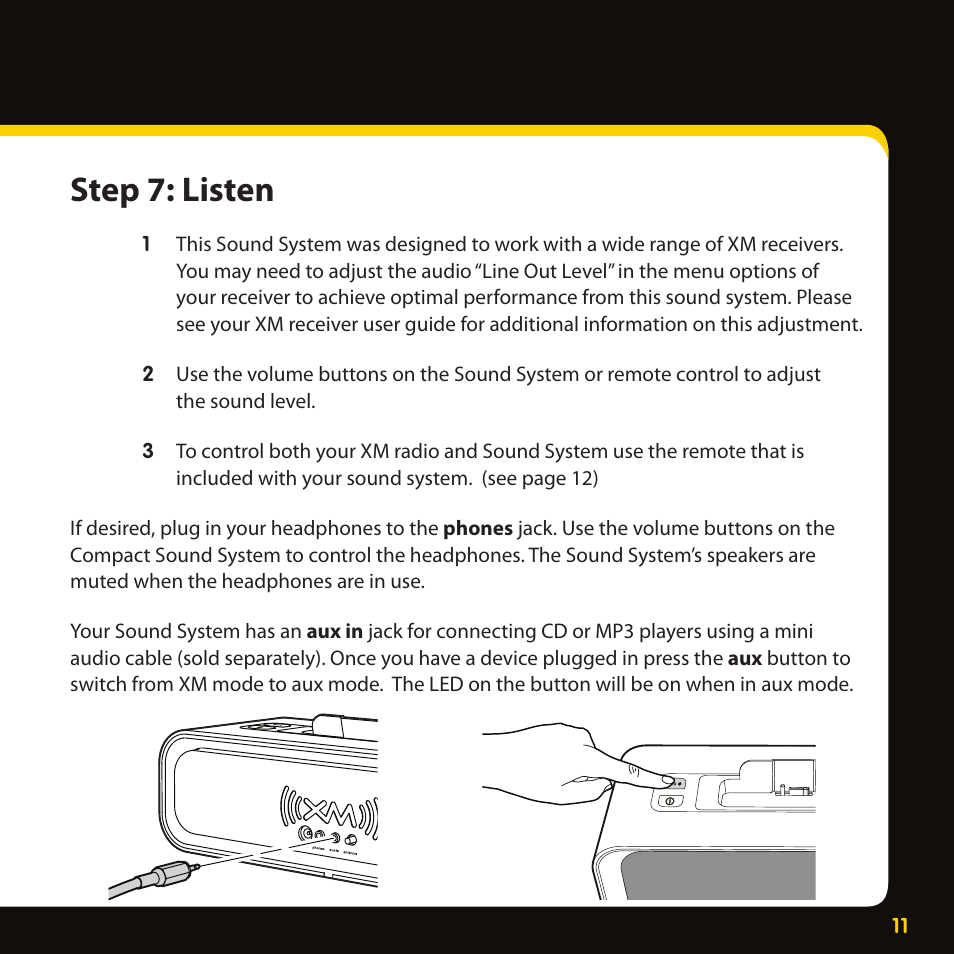 Step 7: listen | Audiovox XMAS100-UG002 User Manual | Page 11 / 20