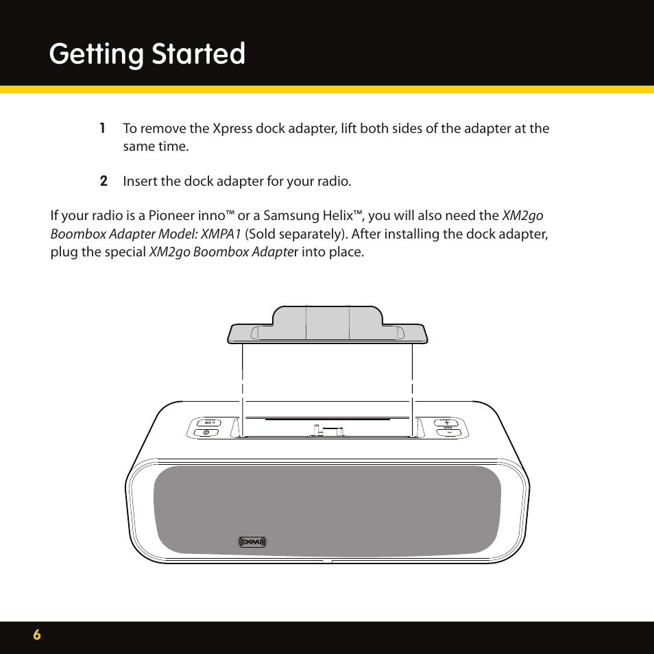 Getting started | Audiovox XMAS100-UG002 User Manual | Page 6 / 20