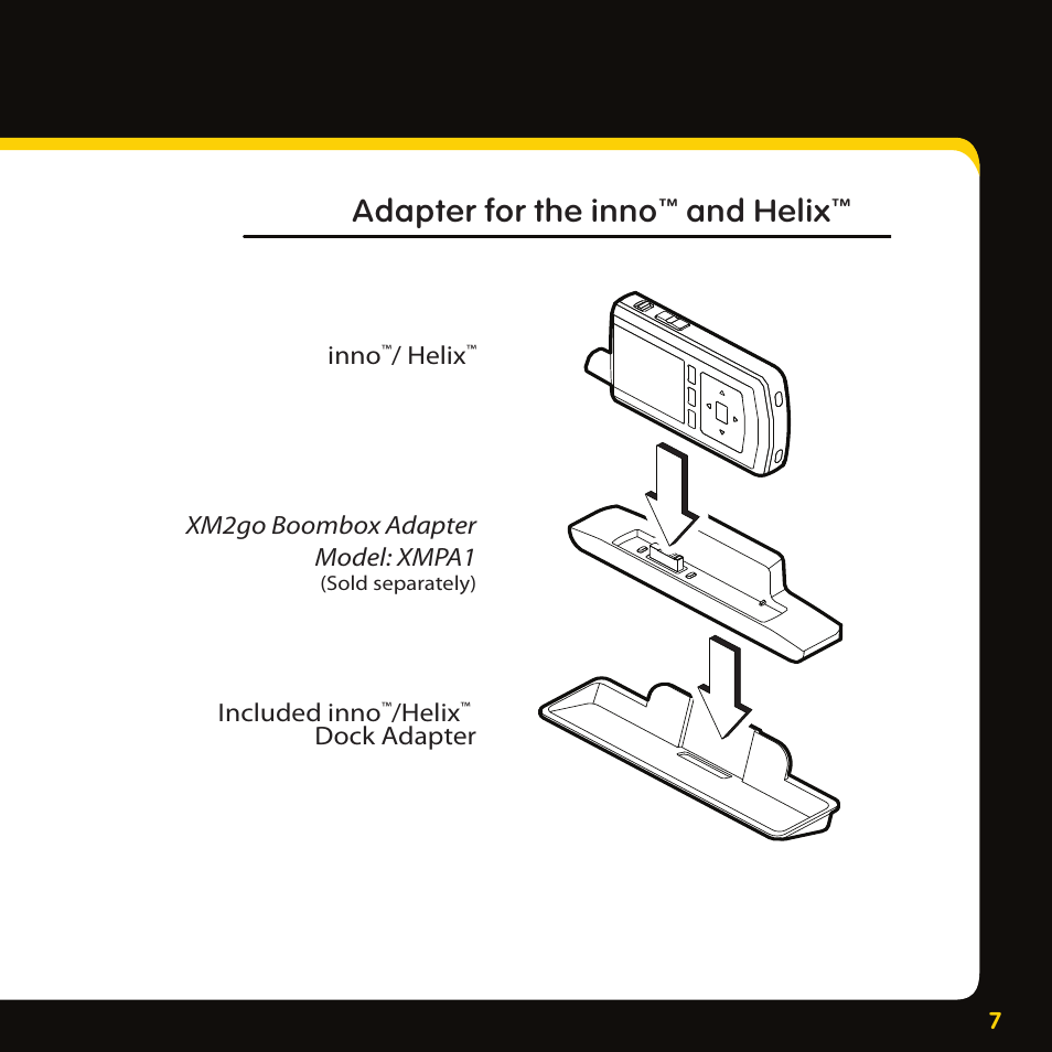 Adapter for the inno, And helix | Audiovox XMAS100-UG002 User Manual | Page 7 / 20