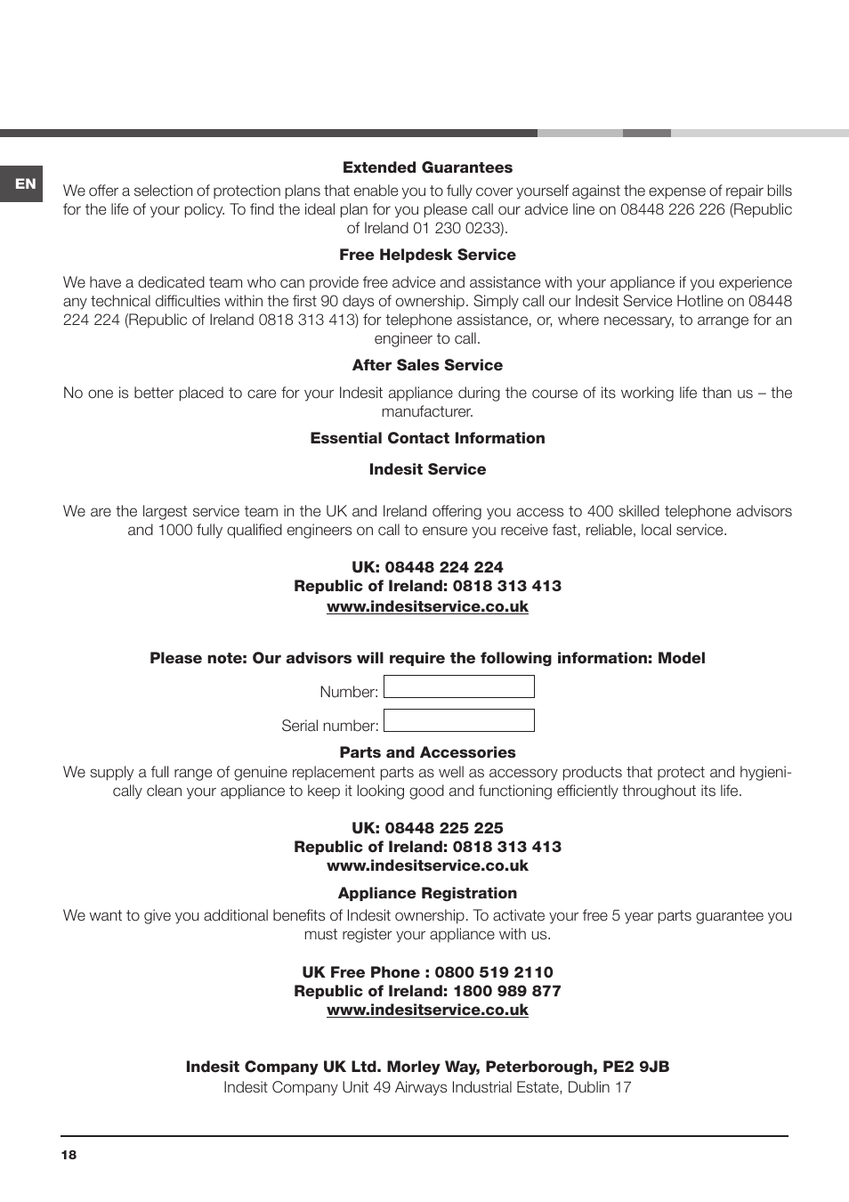 Indesit IDCA8350 User Manual | Page 18 / 20