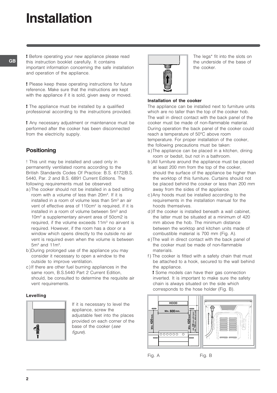 Installation, Positioning | Indesit K6G210SX-G User Manual | Page 2 / 12