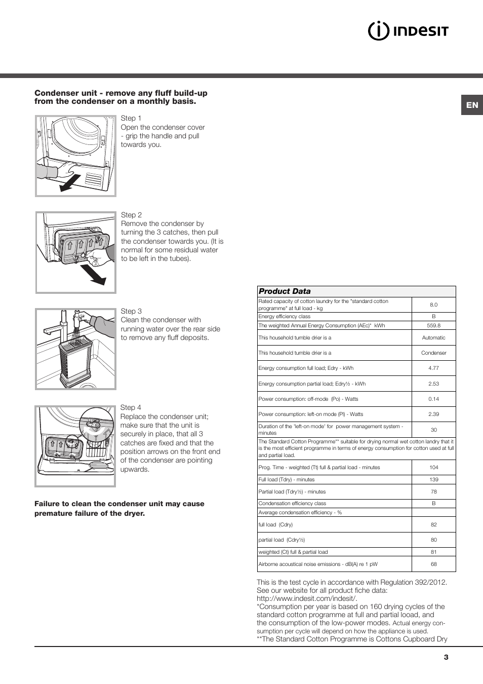 Product data | Indesit IDCE8450BS User Manual | Page 3 / 20