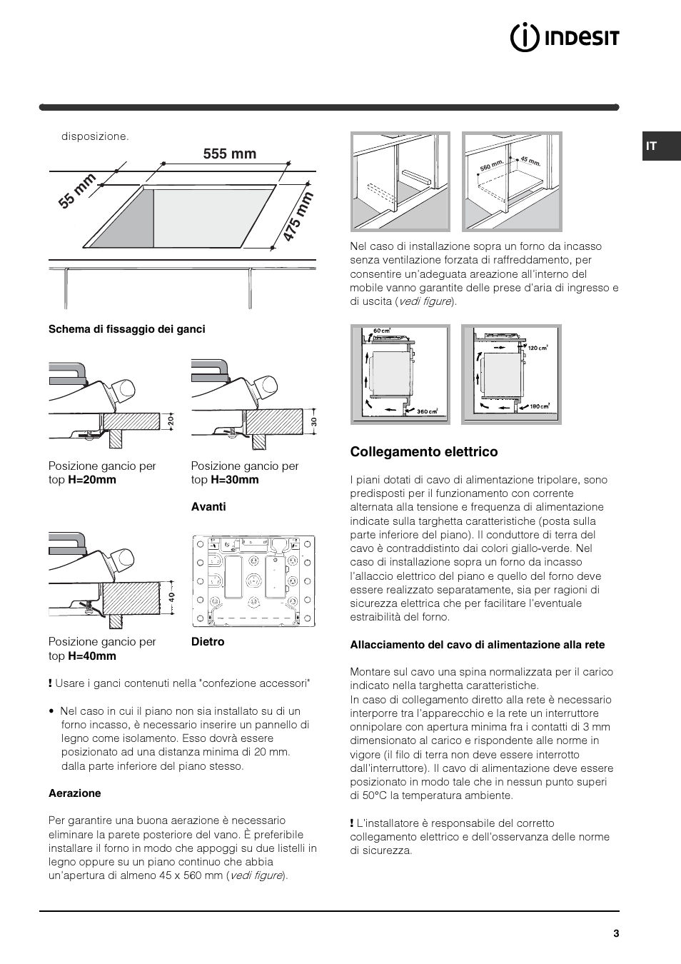Collegamento elettrico | Indesit PI740 AS User Manual | Page 3 / 56