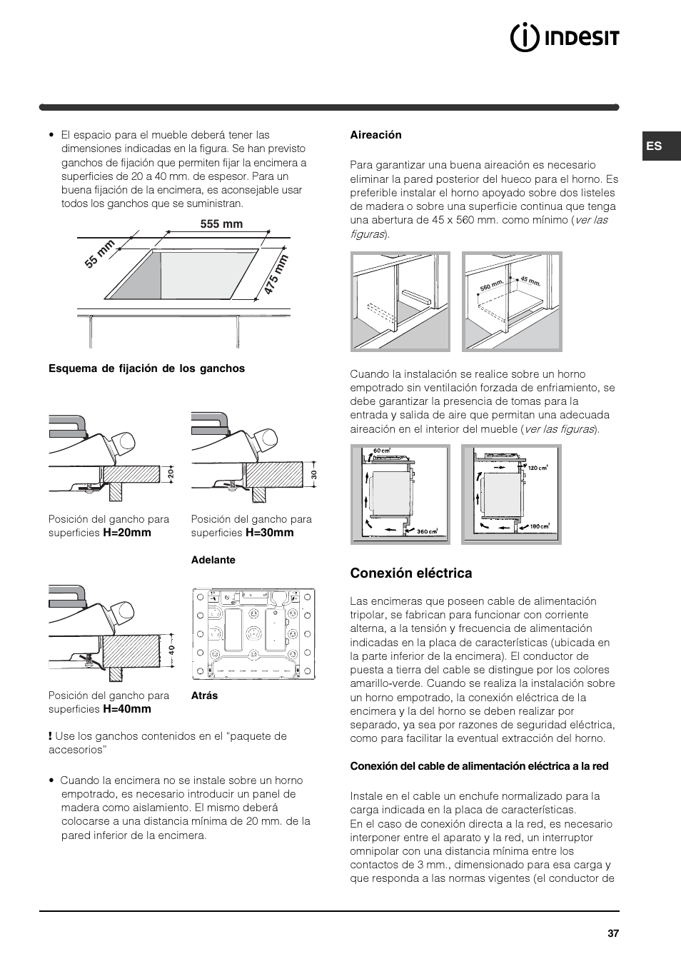 Conexión eléctrica | Indesit PI740 AS User Manual | Page 37 / 56