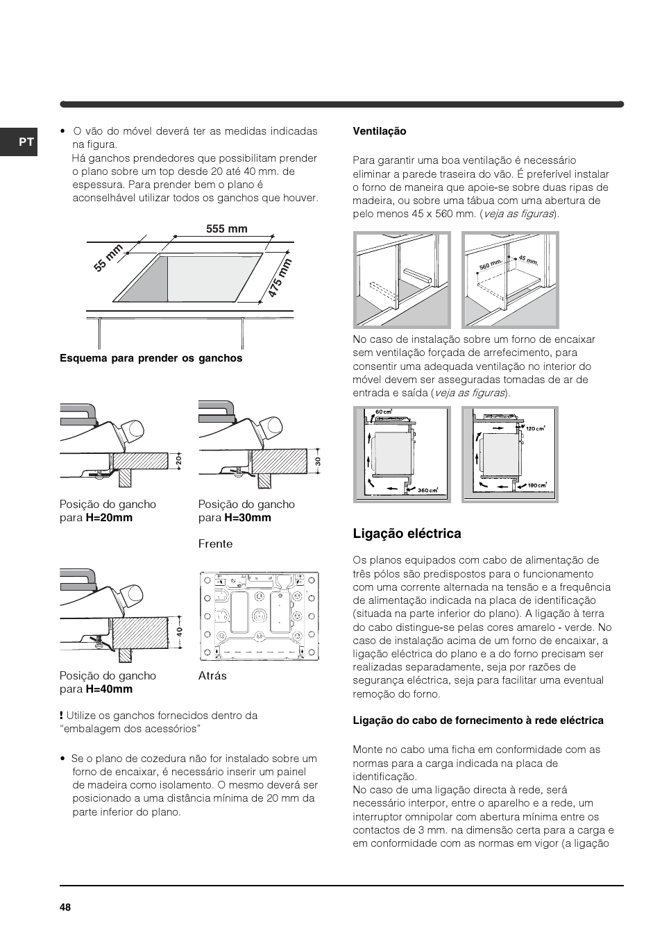 Ligação eléctrica | Indesit PI740 AS User Manual | Page 48 / 56