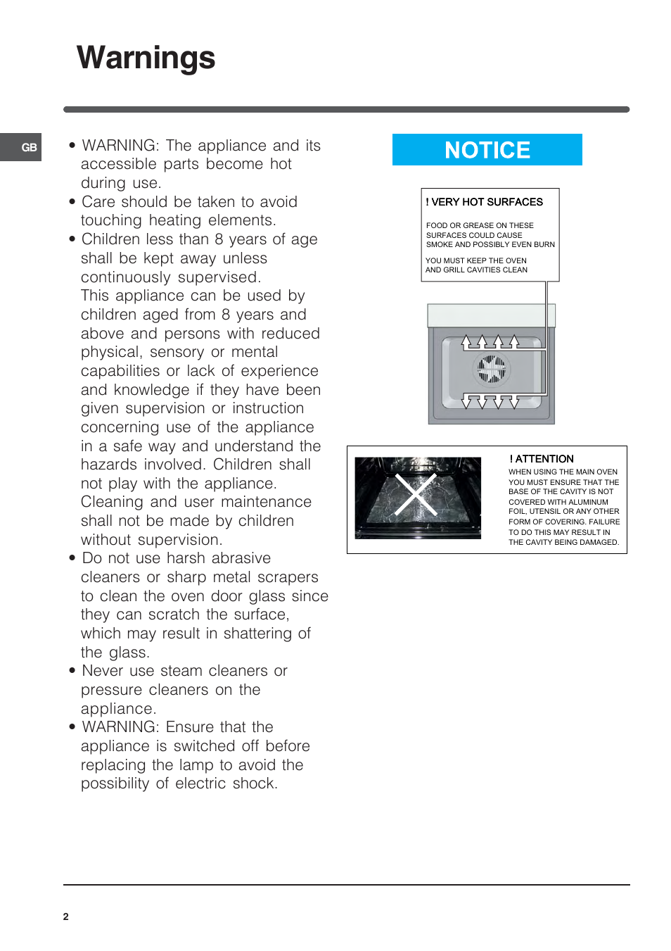 Warnings | Indesit FIM21K-BWHGB from June 2012 User Manual | Page 2 / 12