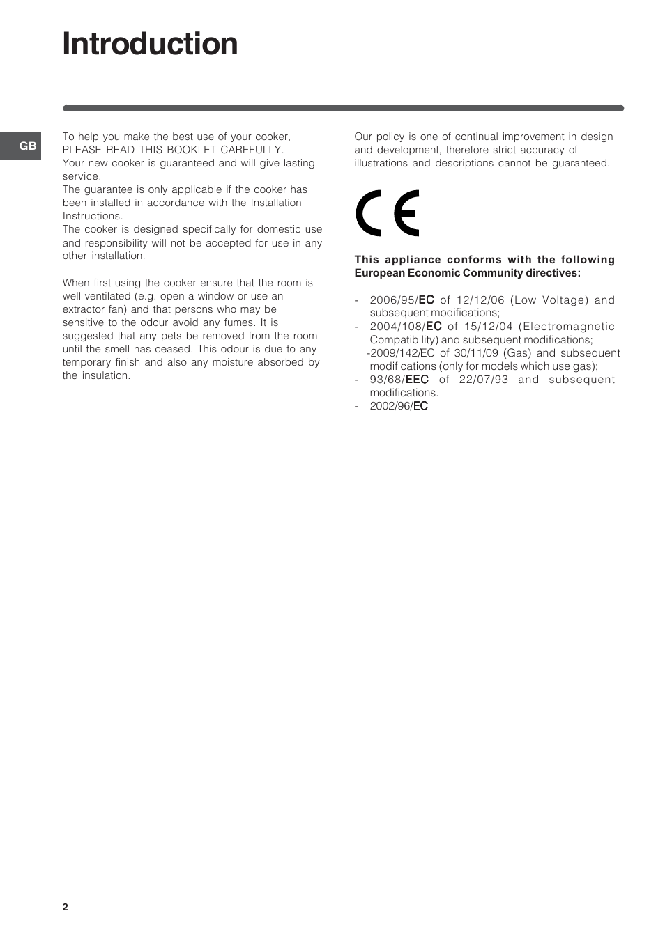 Introduction | Indesit KD6G25A – after November 2007 User Manual | Page 2 / 24