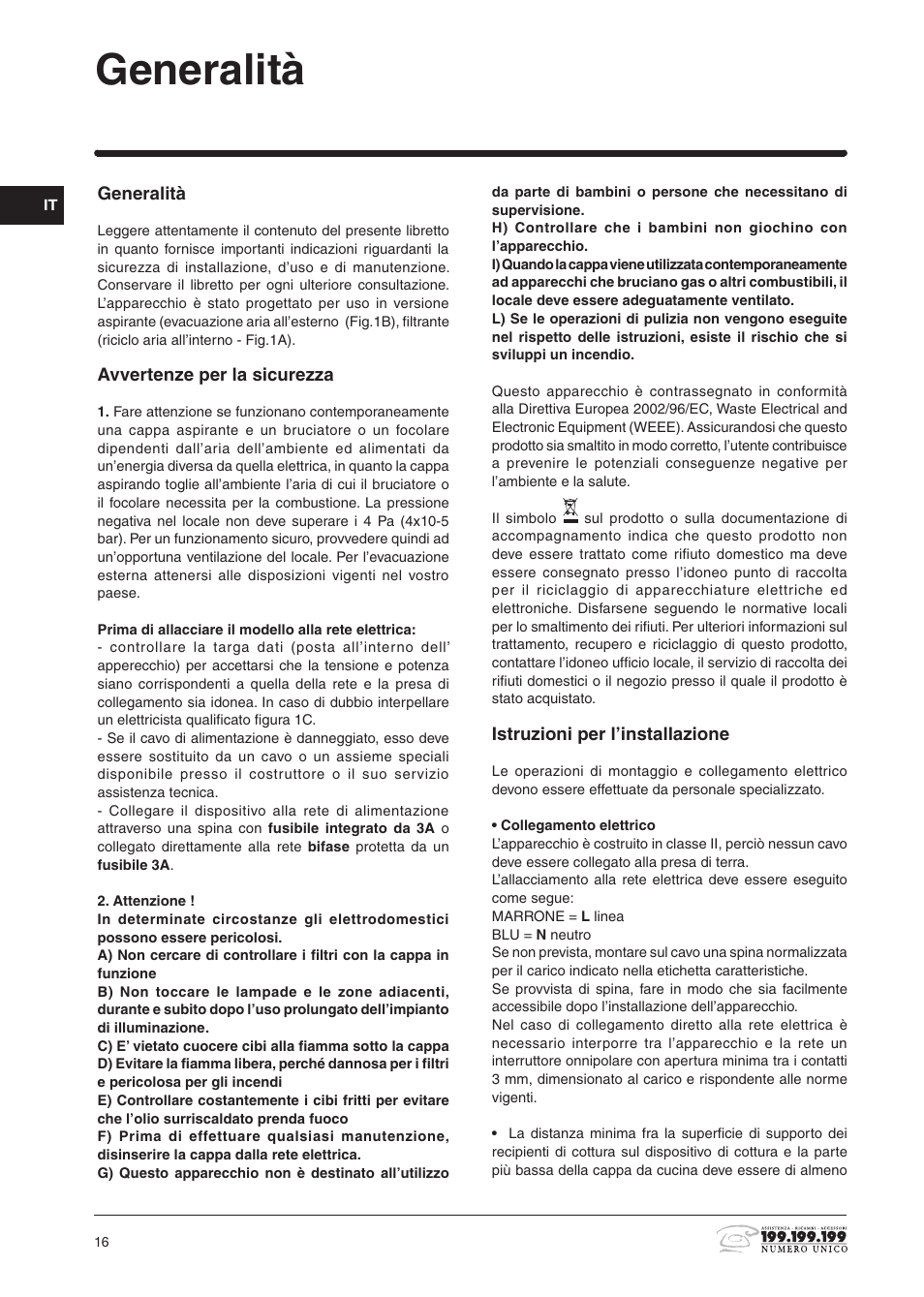 Generalità | Indesit H361FIX User Manual | Page 14 / 31
