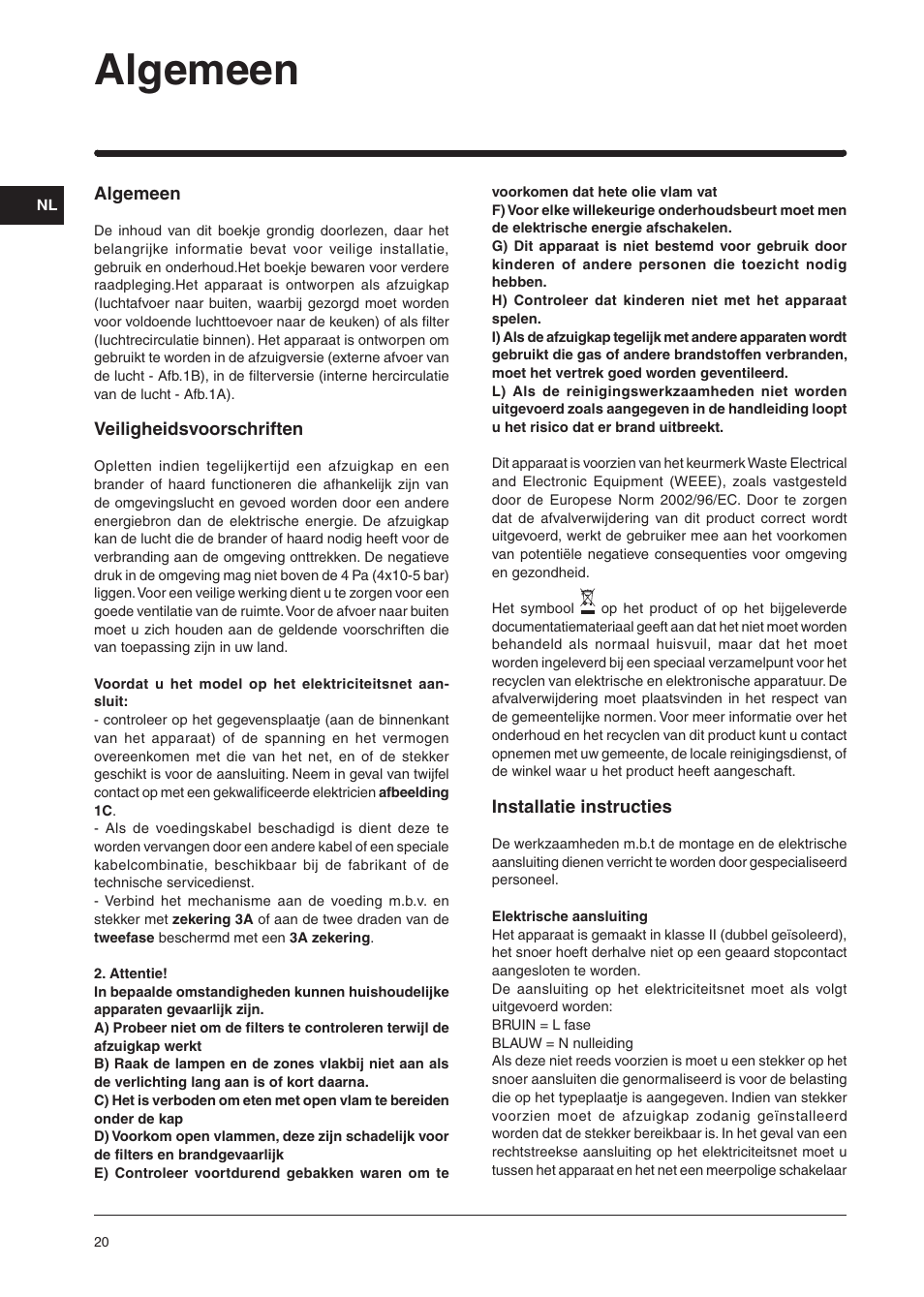 Algemeen | Indesit H361FIX User Manual | Page 18 / 31