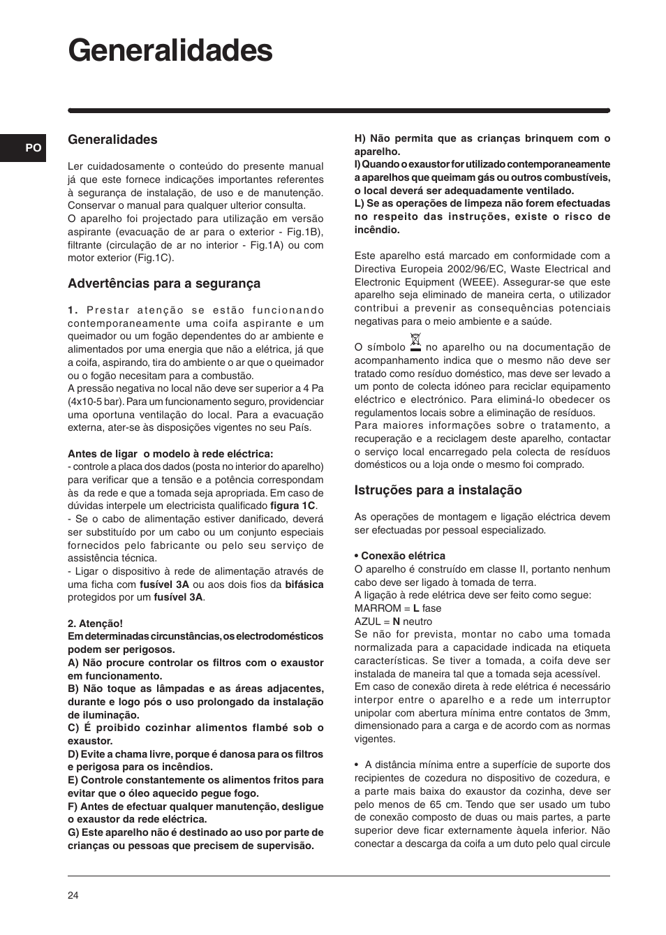 Generalidades | Indesit H361FIX User Manual | Page 22 / 31