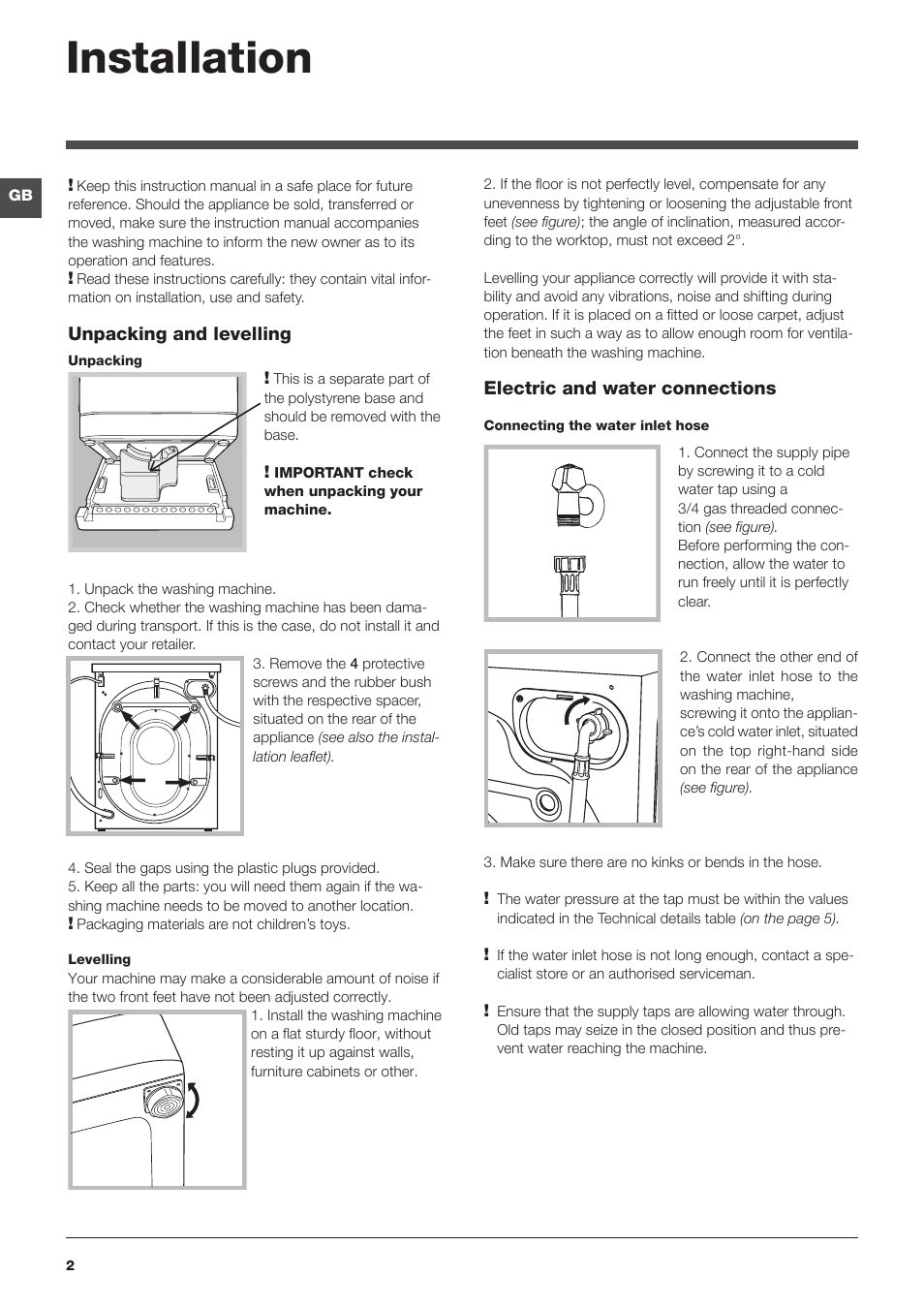 Installation | Indesit IWD7145UKE User Manual | Page 2 / 16