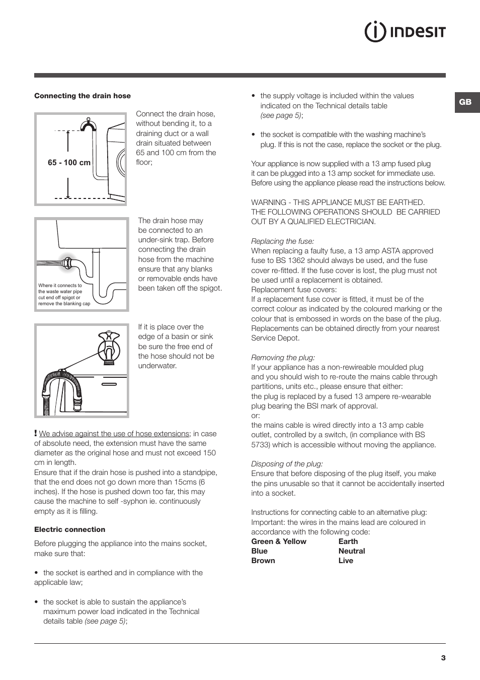 Indesit PWE8148S User Manual | Page 3 / 16