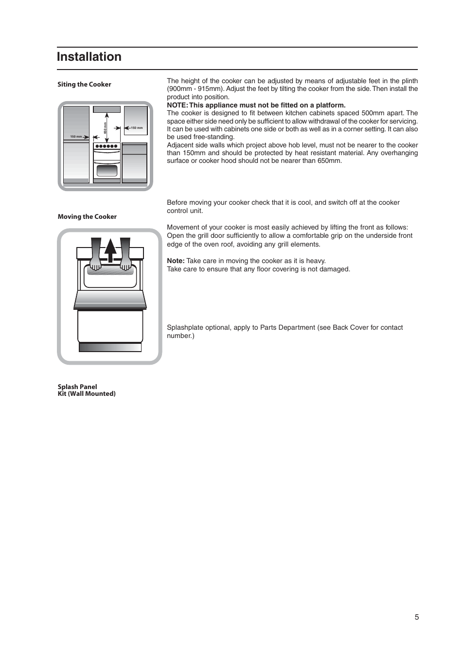 Installation | Indesit KD3E1W-G User Manual | Page 5 / 24