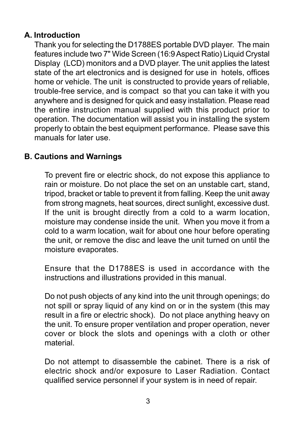Audiovox D1788ES User Manual | Page 3 / 34