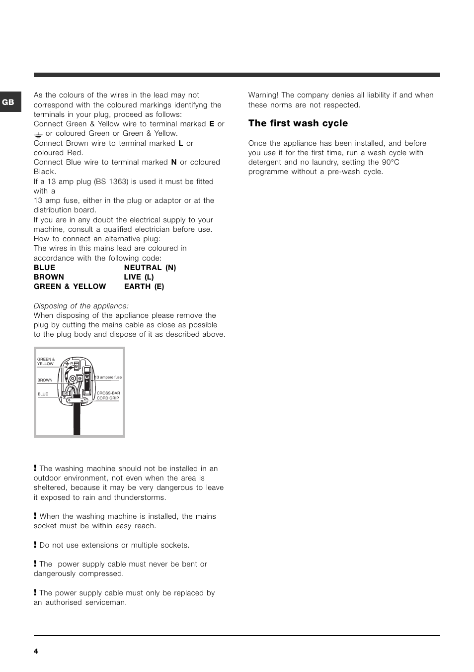 The first wash cycle | Indesit PWDC7143W User Manual | Page 4 / 16