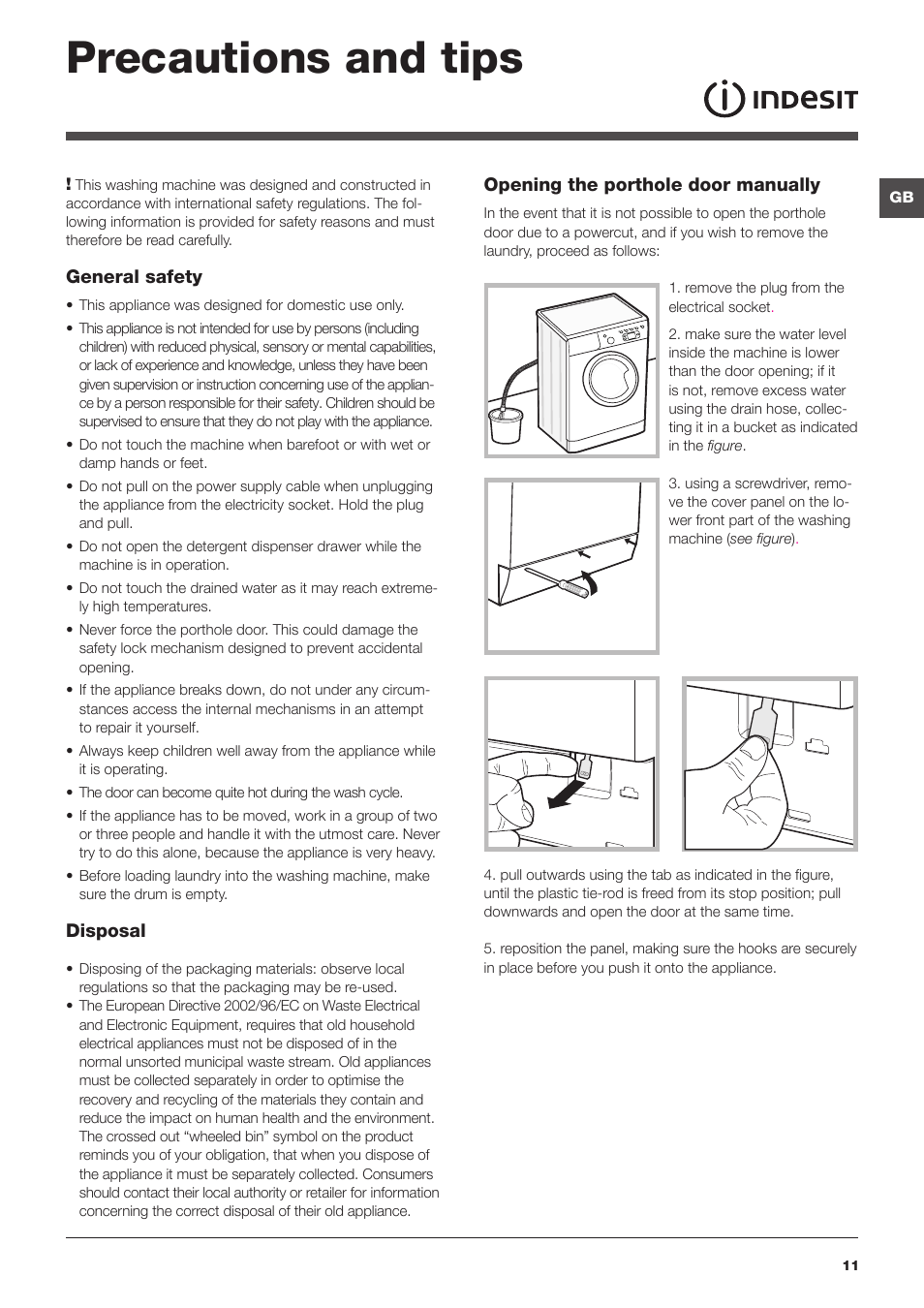 Precautions and tips | Indesit IWE81481UK User Manual | Page 11 / 16