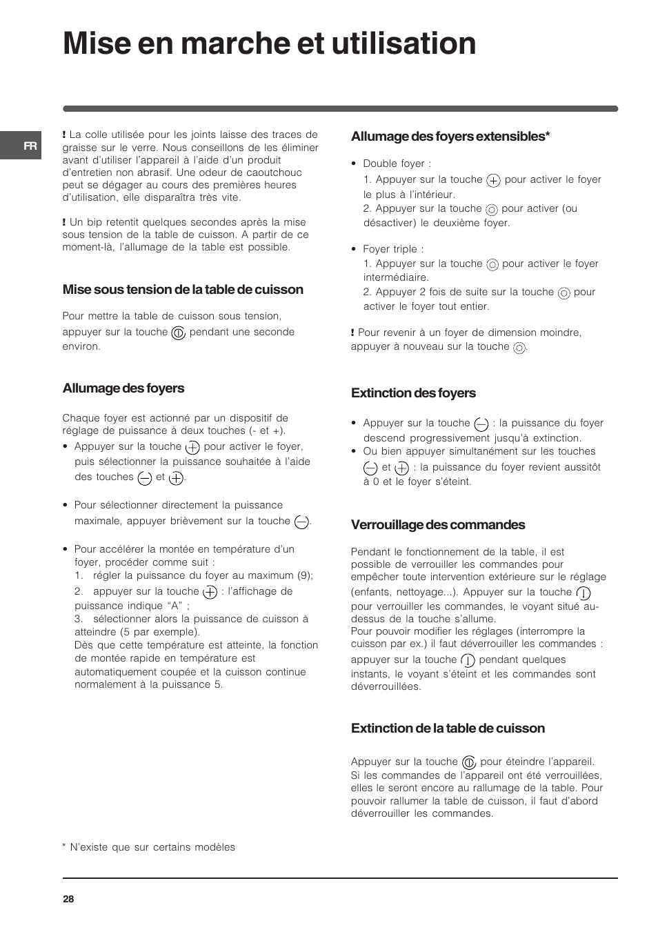Mise en marche et utilisation | Indesit TK64SIX User Manual | Page 28 / 68