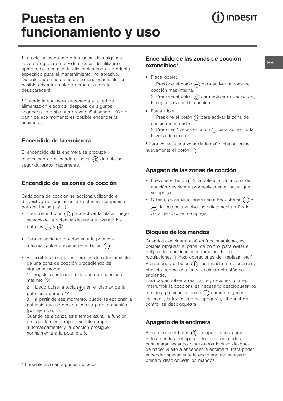 Puesta en funcionamiento y uso | Indesit TK64SIX User Manual | Page 39 / 68