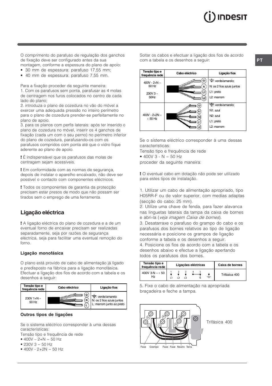 Ligação eléctrica | Indesit TK64SIX User Manual | Page 47 / 68