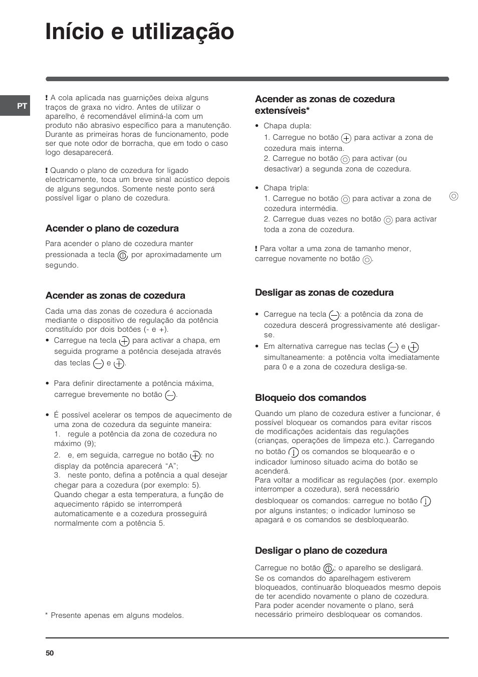 Início e utilização | Indesit TK64SIX User Manual | Page 50 / 68