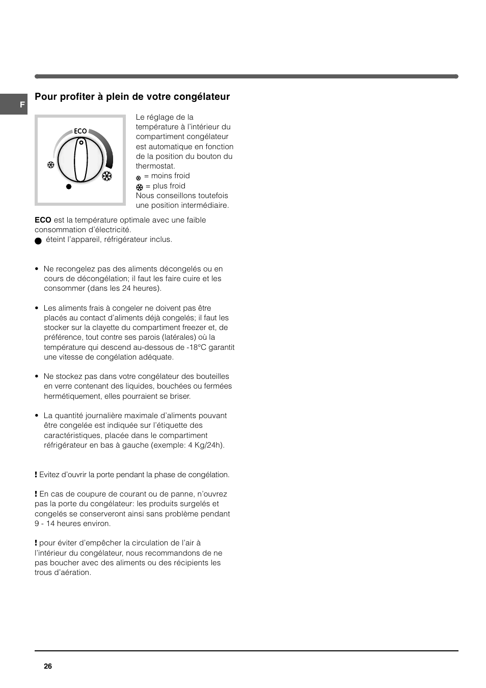 Pour profiter à plein de votre congélateur | Indesit TAN14NFP I GB F ES P User Manual | Page 26 / 52
