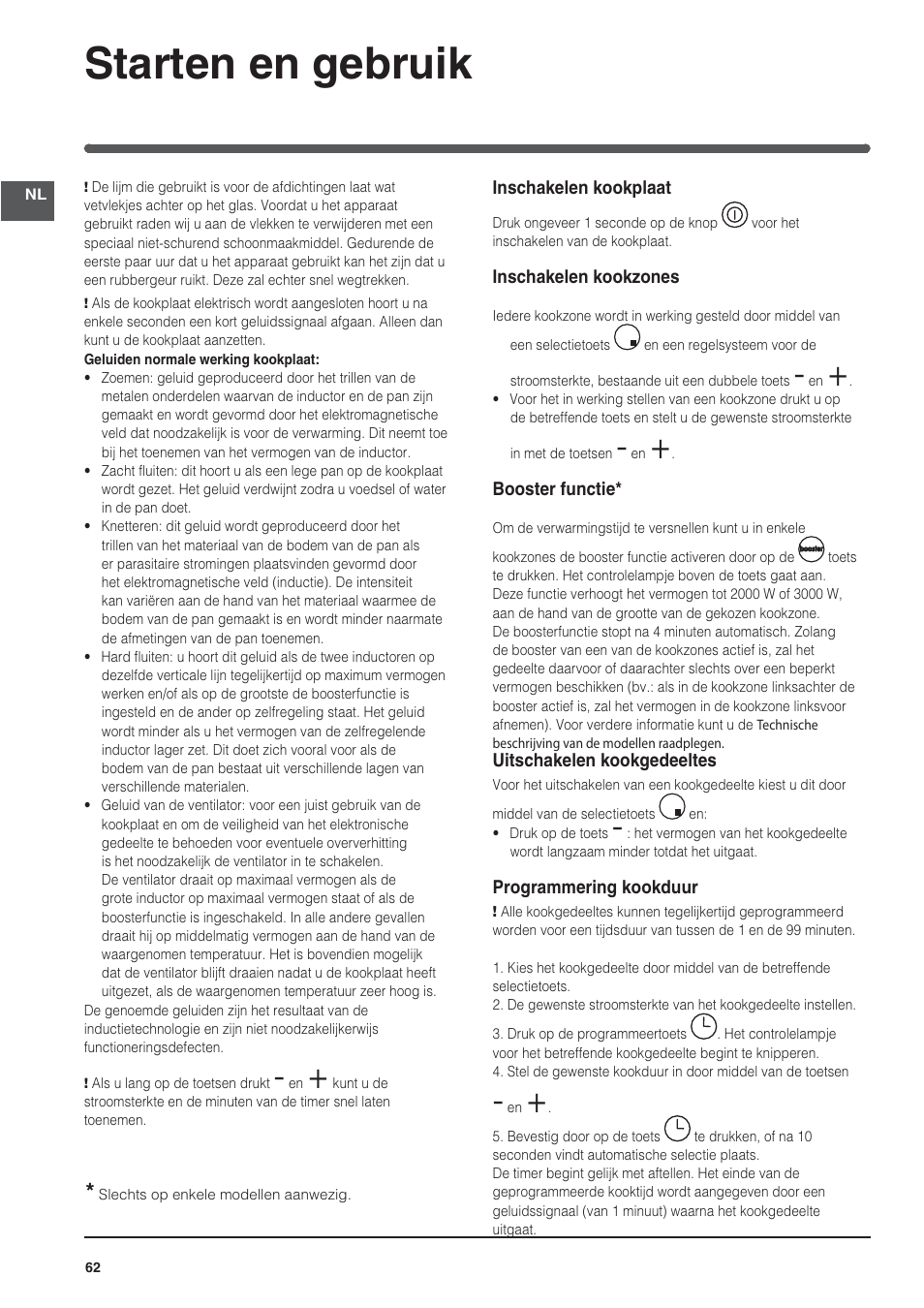 Starten en gebruik | Indesit VIA640C – for models from April 2012 User Manual | Page 62 / 84