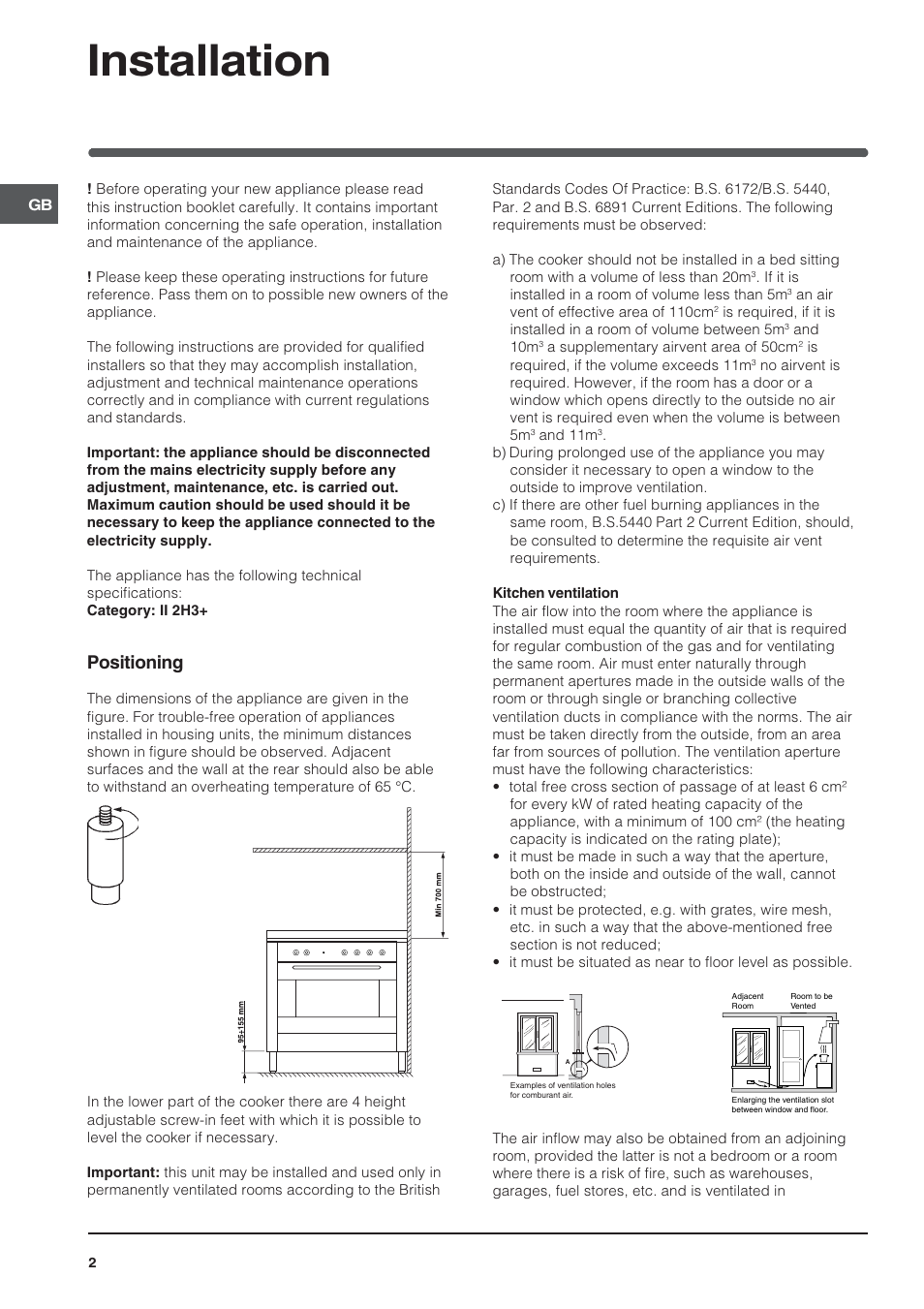Installation, Positioning | Indesit KP9F11SX-G User Manual | Page 2 / 12