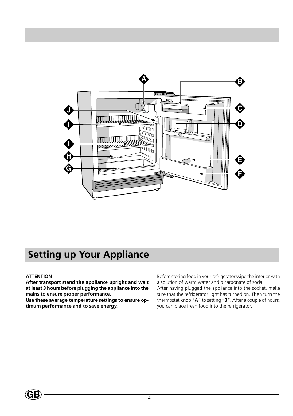 Setting up your appliance | Indesit GSE160 User Manual | Page 6 / 12