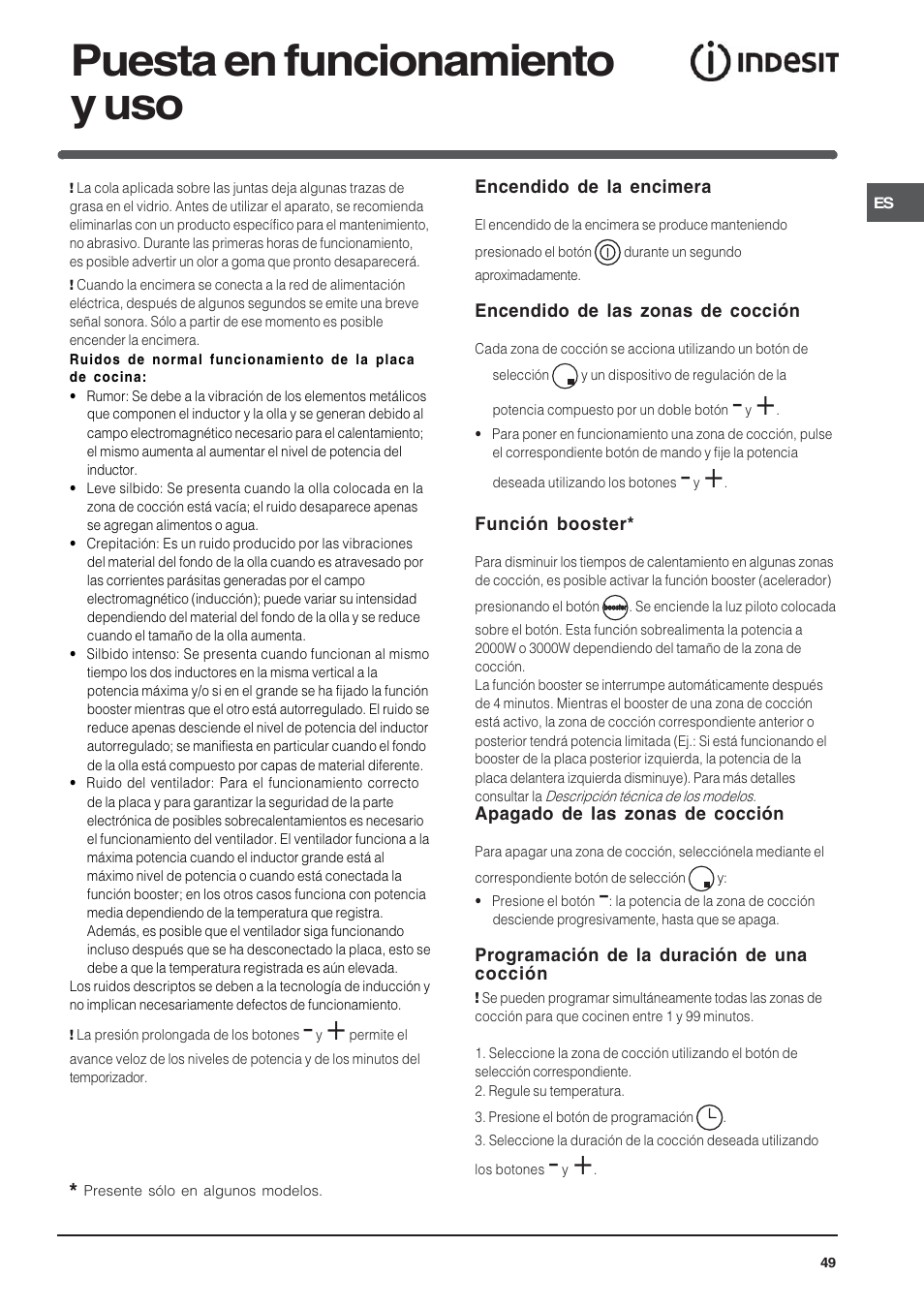 Puesta en funcionamiento y uso | Indesit VIA640C – for models to 9 Dec 2009 User Manual | Page 49 / 56