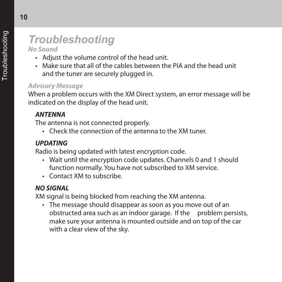 Troubleshooting | Audiovox CNP2000UC User Manual | Page 10 / 42