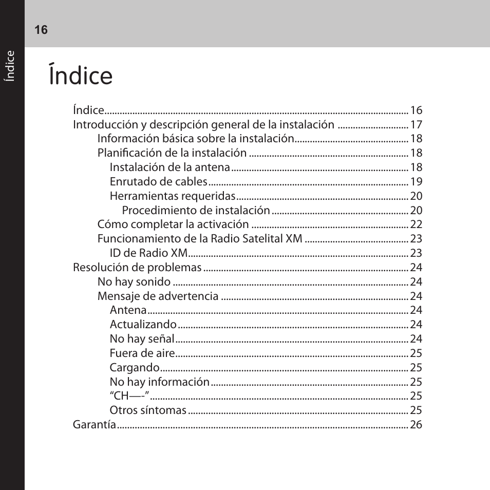 Índice | Audiovox CNP2000UC User Manual | Page 16 / 42