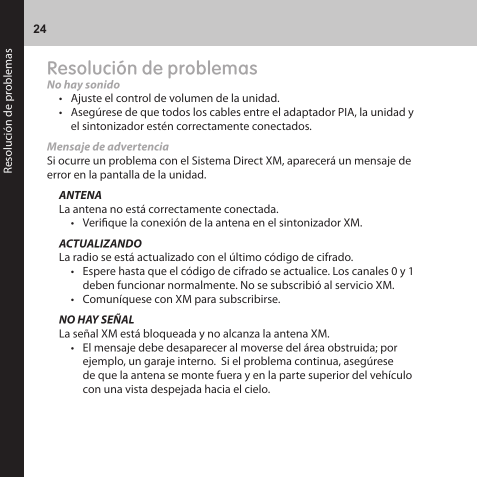 Resolución de problemas | Audiovox CNP2000UC User Manual | Page 24 / 42